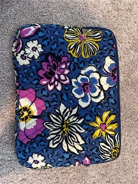 Quilted Floral Computer Sleeve in Blue, White, Pink & Yellow